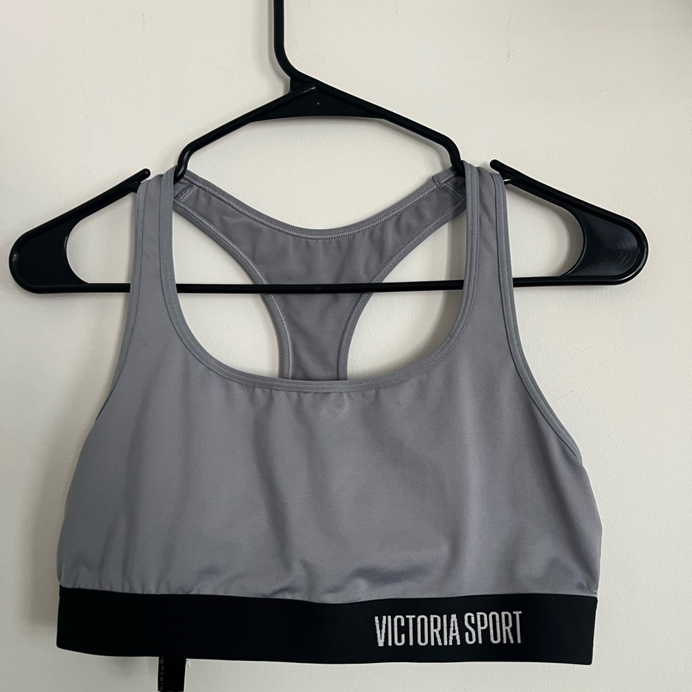 Victoria Secret Grey Sportsbra with Branded band and Criss Cross Side Trim